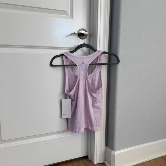 Lululemon Swiftly Pointelle Racerback Tank Top Waist Length Pink Organza NWT - Picture 2 of 9